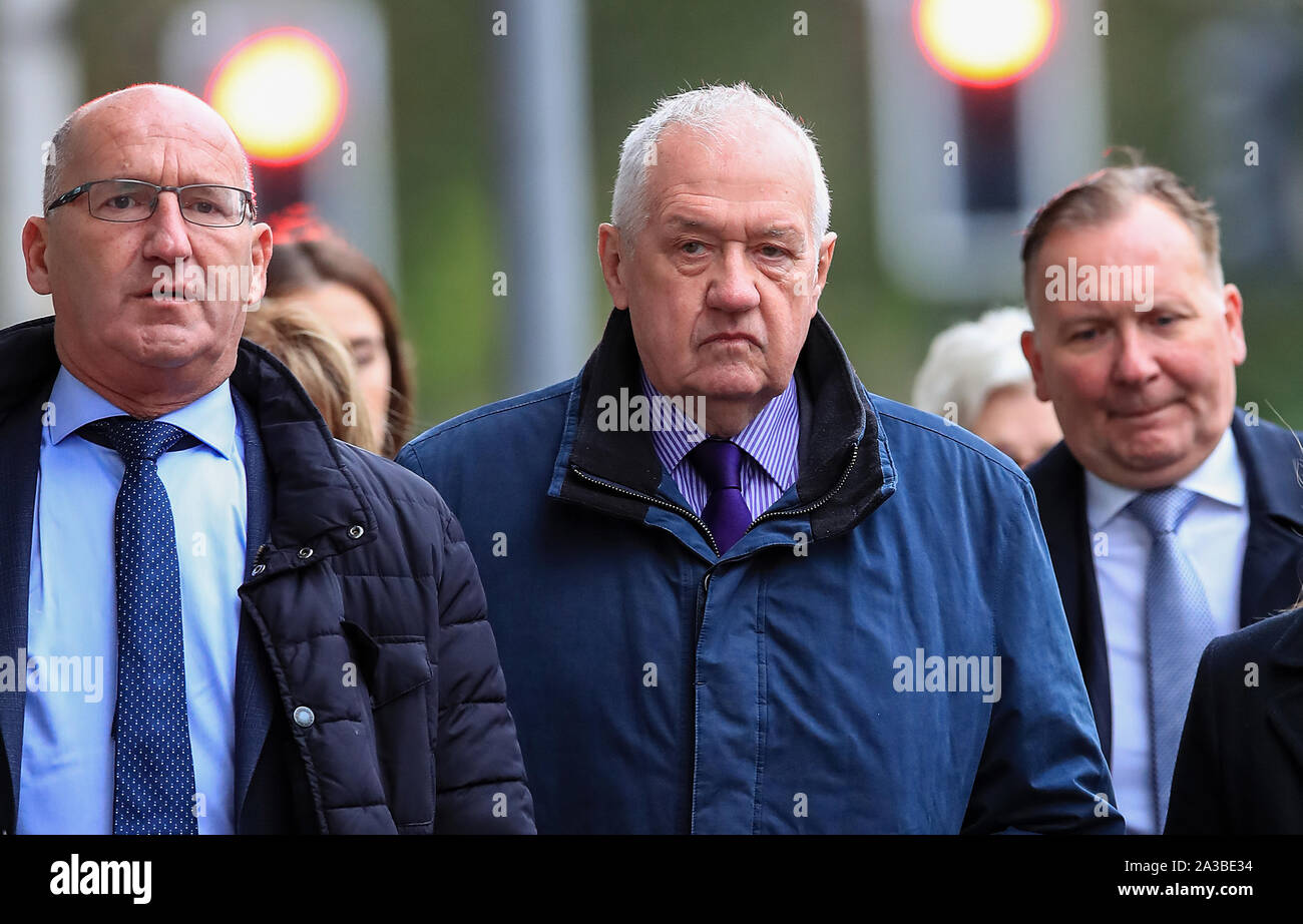 Hillsborough corrispondono comandante David Duckenfield, chi è accusato di omicidio colposo da grave negligenza di 95 Liverpool sostenitori al 1989 FA Cup semi-finale, arrivando a Preston Crown Court. Foto Stock