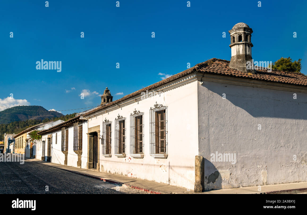 Case tradizionali in Antigua Guatemala Foto Stock