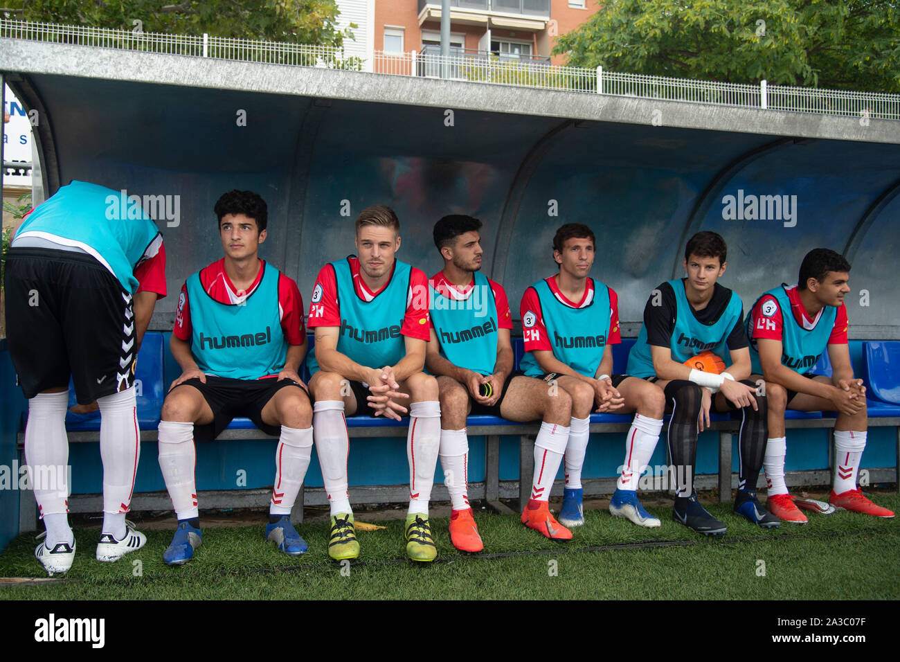 CASTELLEDEFELS, 06-10-2019. Tije dieci Den di ce l'hospitalet durante il match tra UE Castelldefels e ce l'hospitalet sull'Els Canyars Stadium. Credito: Pro scatti/Alamy Live News Foto Stock