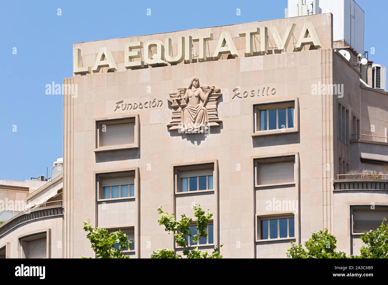 Barcellona, Passeig de Gracia, La Equitativa, Architektur, Modernisme, Ausschnitt, Fassade Foto Stock