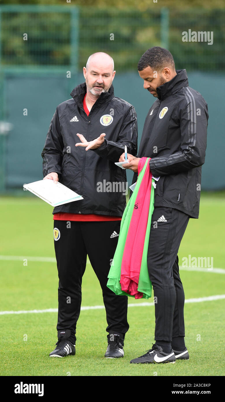 7 Ott 19.Oriam Training Center, Riccarton, Edimburgo. Scozia Sessione di Formazione per UEFA EURO 2020 infissi qualificatore contro la Russia e Repubblica di San Marino Foto Stock