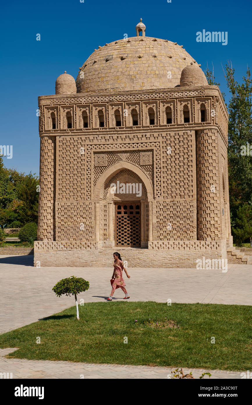 Il Mausoleo di Ismail Samani, Ismoil Somoniy maqbarasi, Bukhara, Uzbekistan in Asia centrale Foto Stock