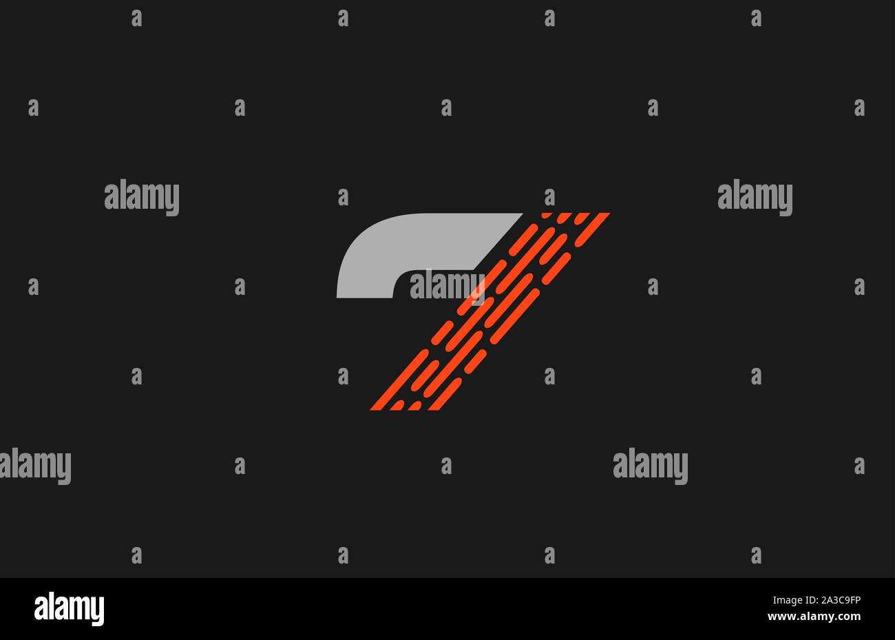 7 arancione grigio numero di punti per il logo aziendale. Adatto come icona del logotipo per un business Illustrazione Vettoriale