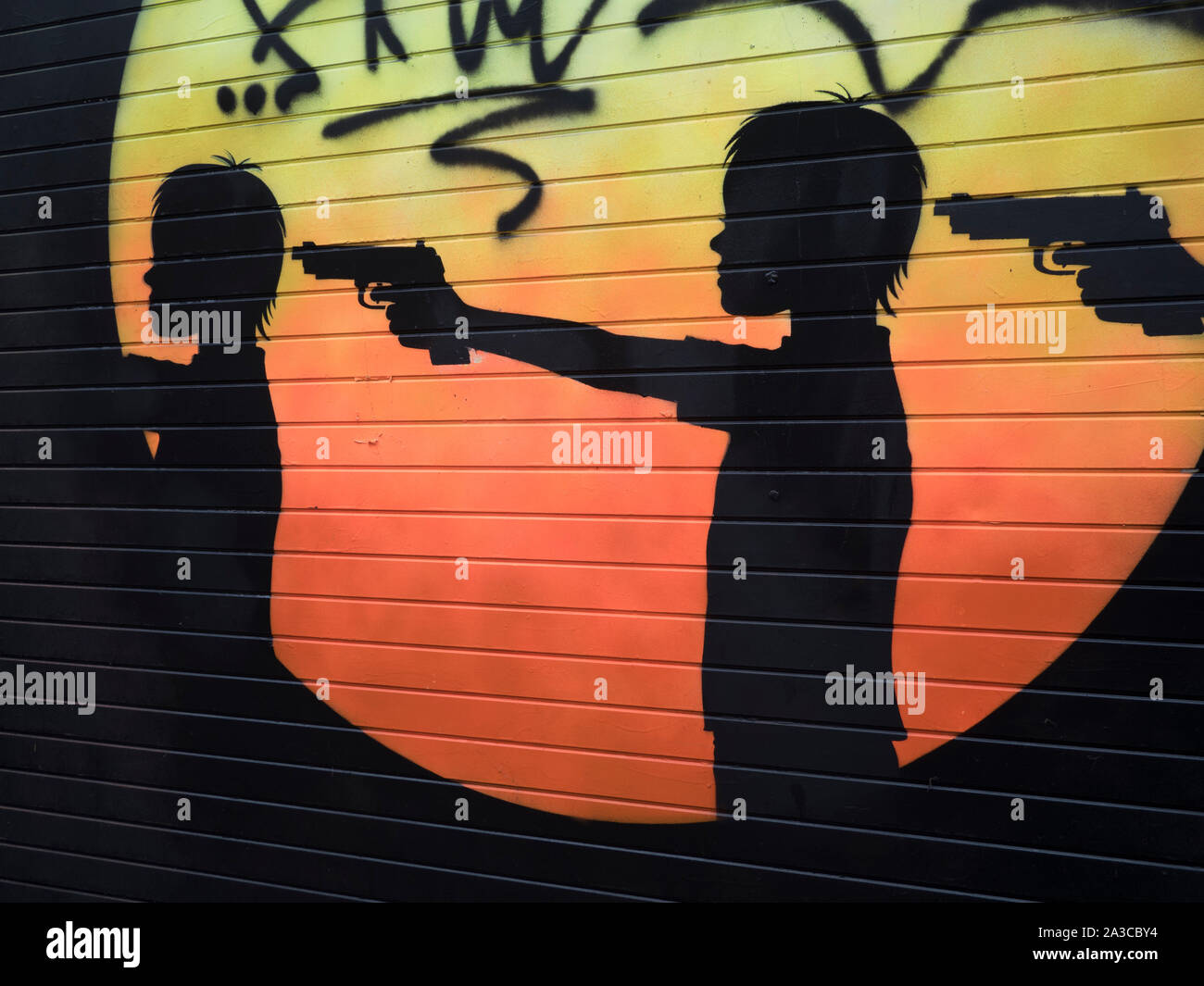 Graffiti sulle pareti in ed intorno a Brick Lane nell'East End di Londra. Foto Stock