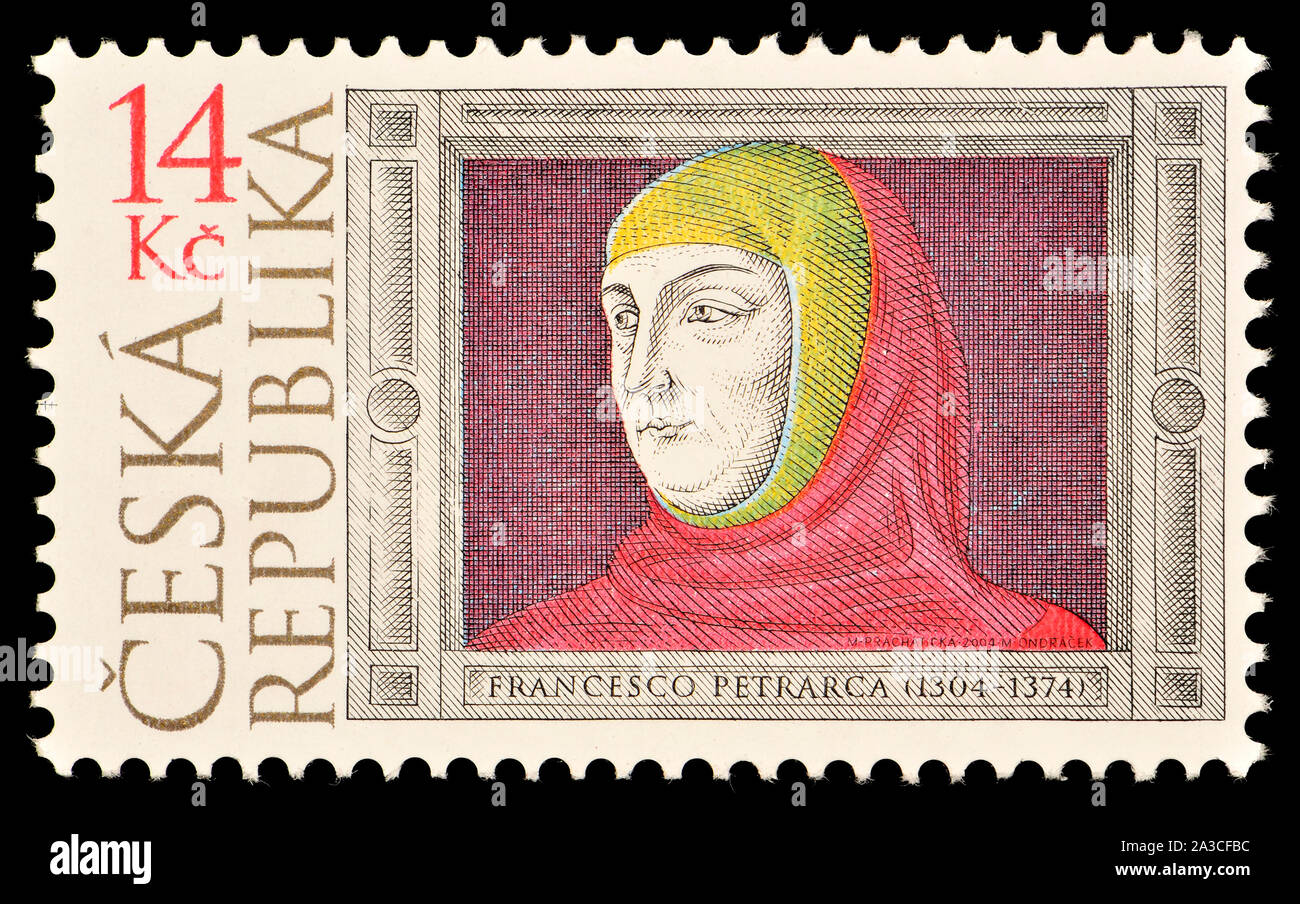 Ceco francobollo (2004): Petrarca (Francesco Petrarca: 1304-1374) del Rinascimento italiano letterato e poeta, uno dei primi umanisti Foto Stock