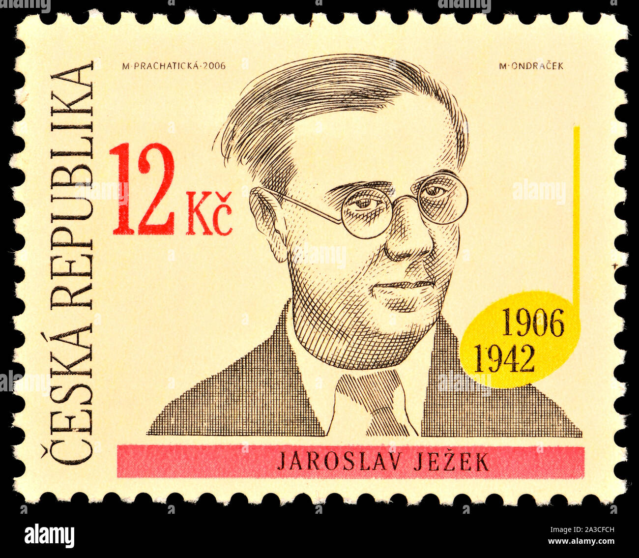 Ceco francobollo (2006): Jaroslav Ježek (1906 - 1942) cecoslovacco compositore, pianista e conduttore, Foto Stock