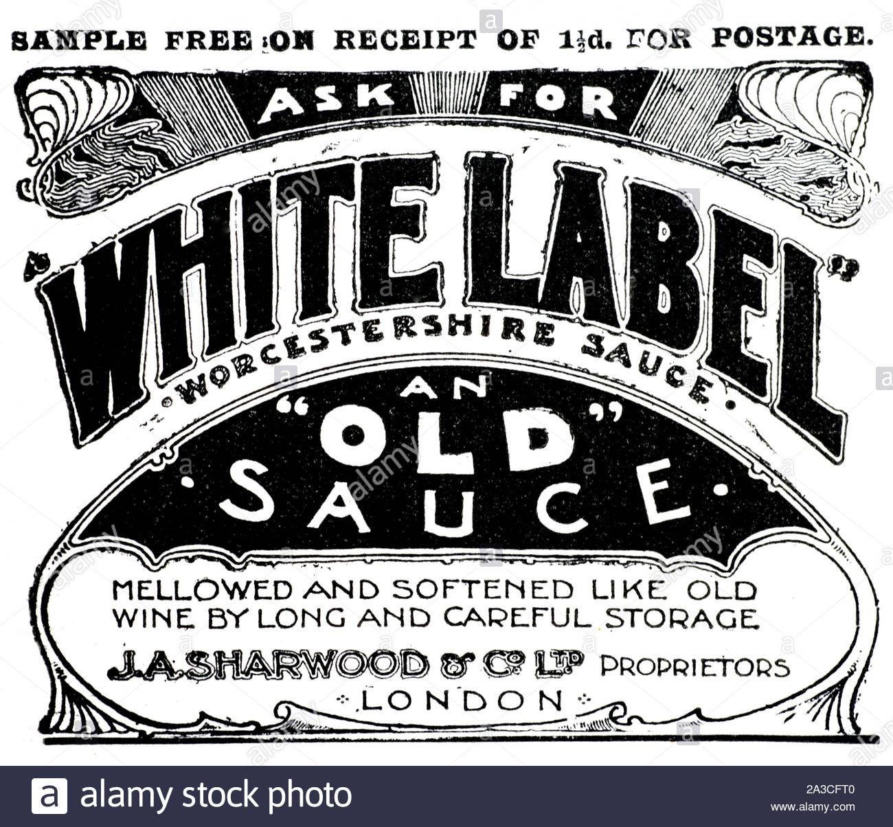 Era Vittoriana, White Label di salsa Worcestershire, vintage pubblicità dal 1899 Foto Stock