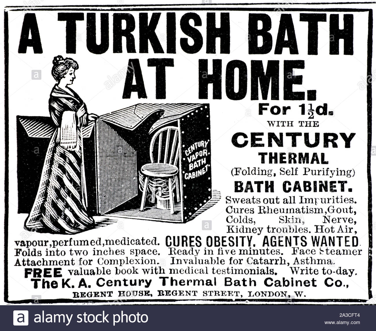 Era Vittoriana, bagno turco a casa, vintage pubblicità dal 1899 Foto Stock