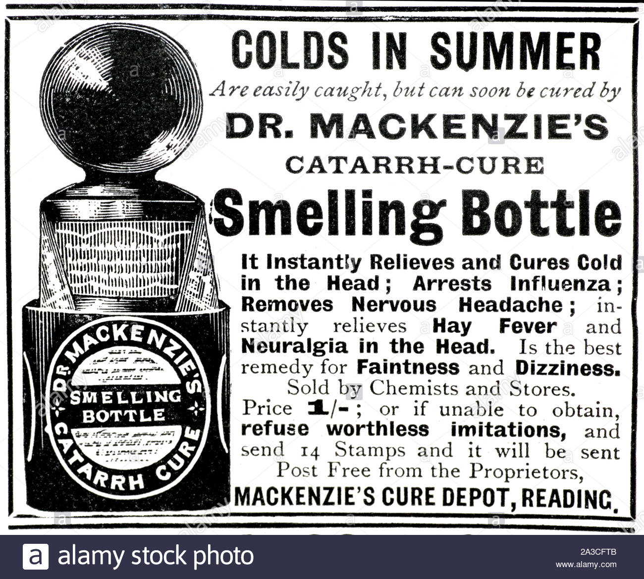 Era Vittoriana, Dr. coniugi Mackenzie catarro curare, vintage pubblicità dal 1899 Foto Stock