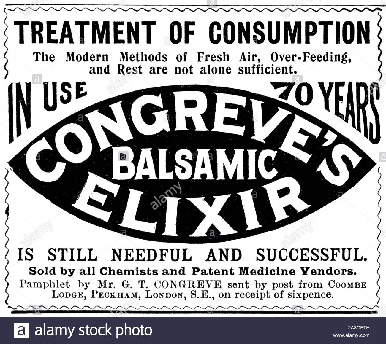 Era Vittoriana, Congreve di elisir balsamico, vintage pubblicità dal 1899 Foto Stock