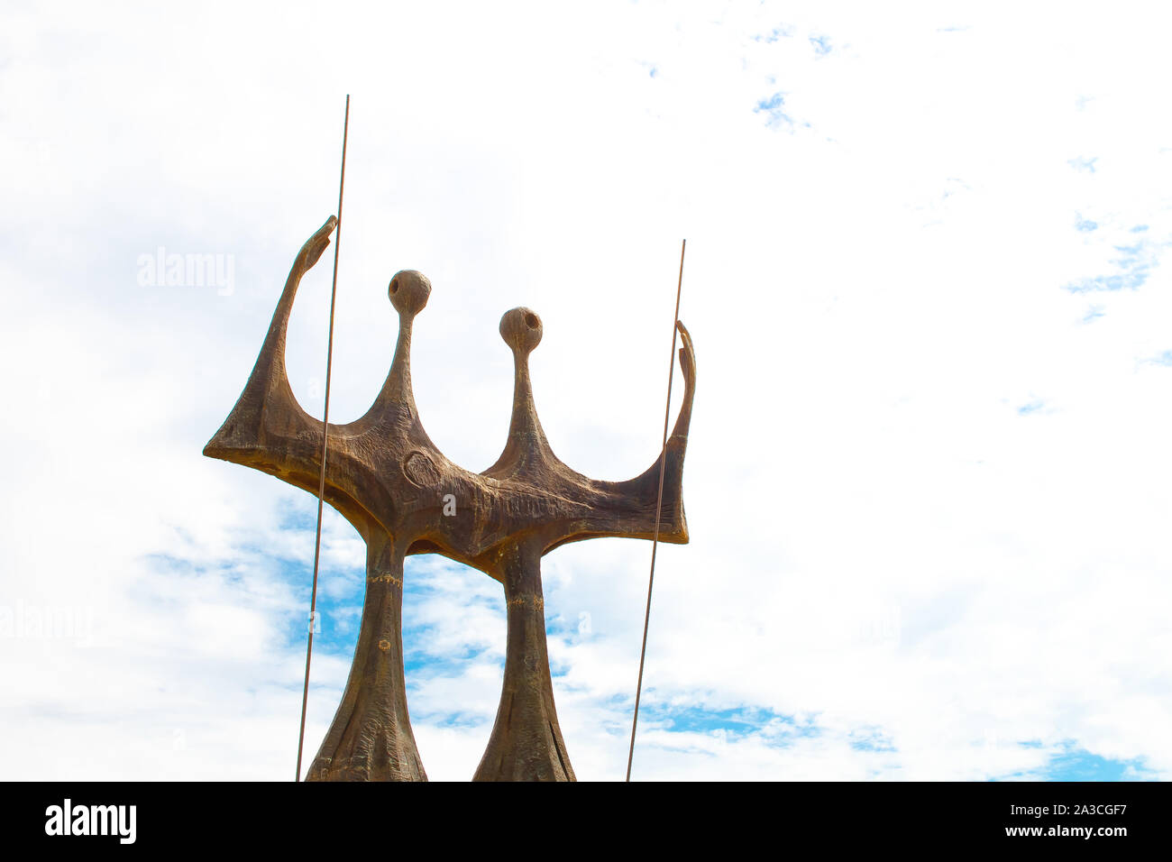 Foto della scultura 'Os Candangos' o 'Dois Guerreiros' situato nella piazza dei tre poteri nella città di Brasilia. Foto Stock