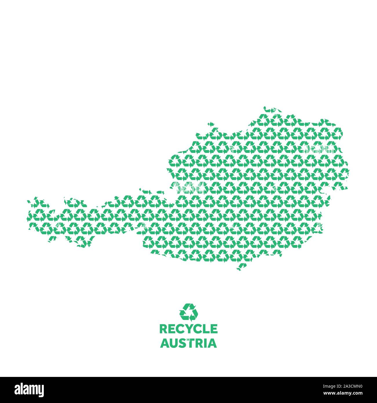 Austria mappa fatta dal simbolo di riciclaggio. Concetto ambientale Illustrazione Vettoriale