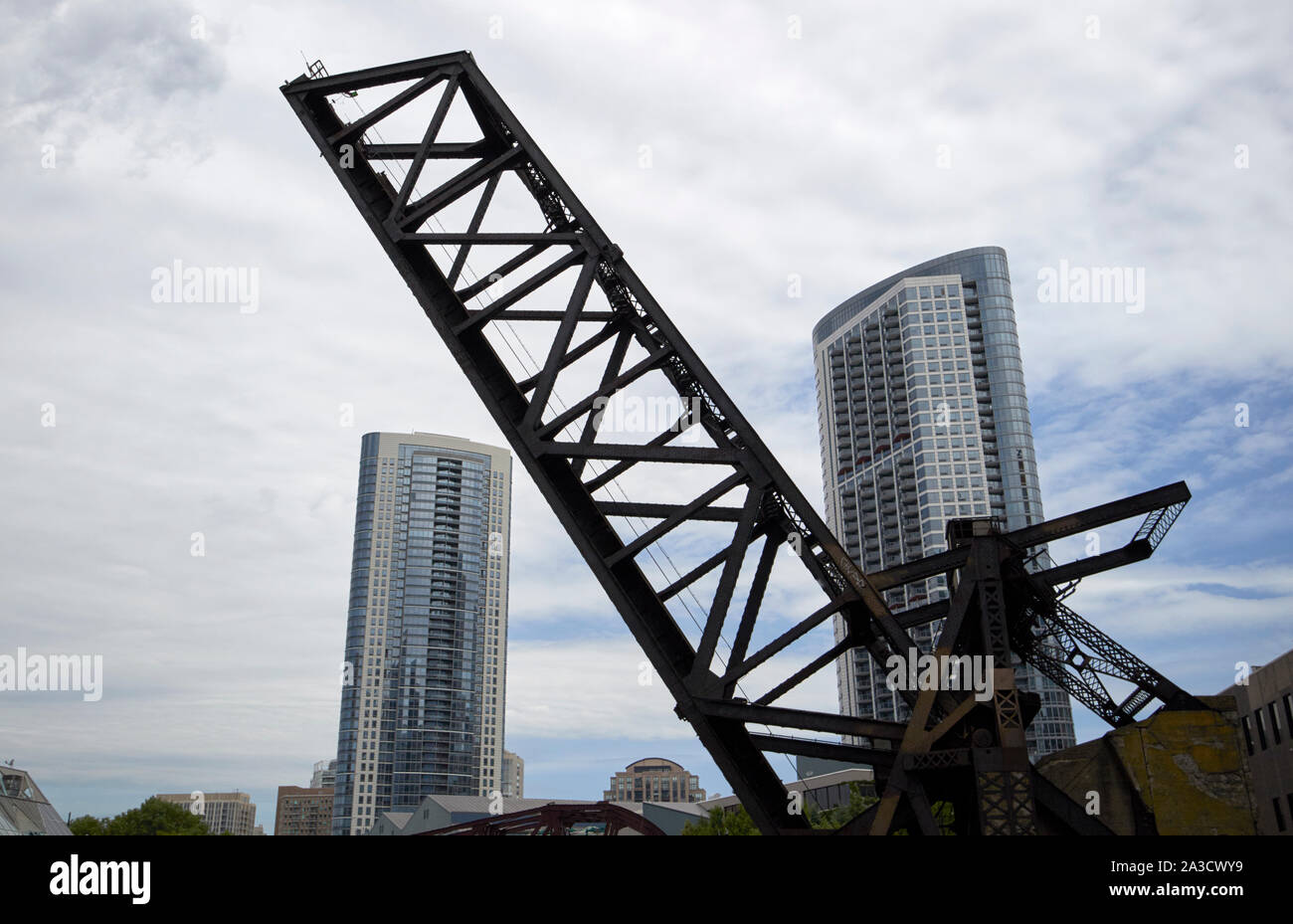 Chicago e north western ferrovie kinzie street ponte ferroviario di chicago, illinois, Stati Uniti d'America Foto Stock