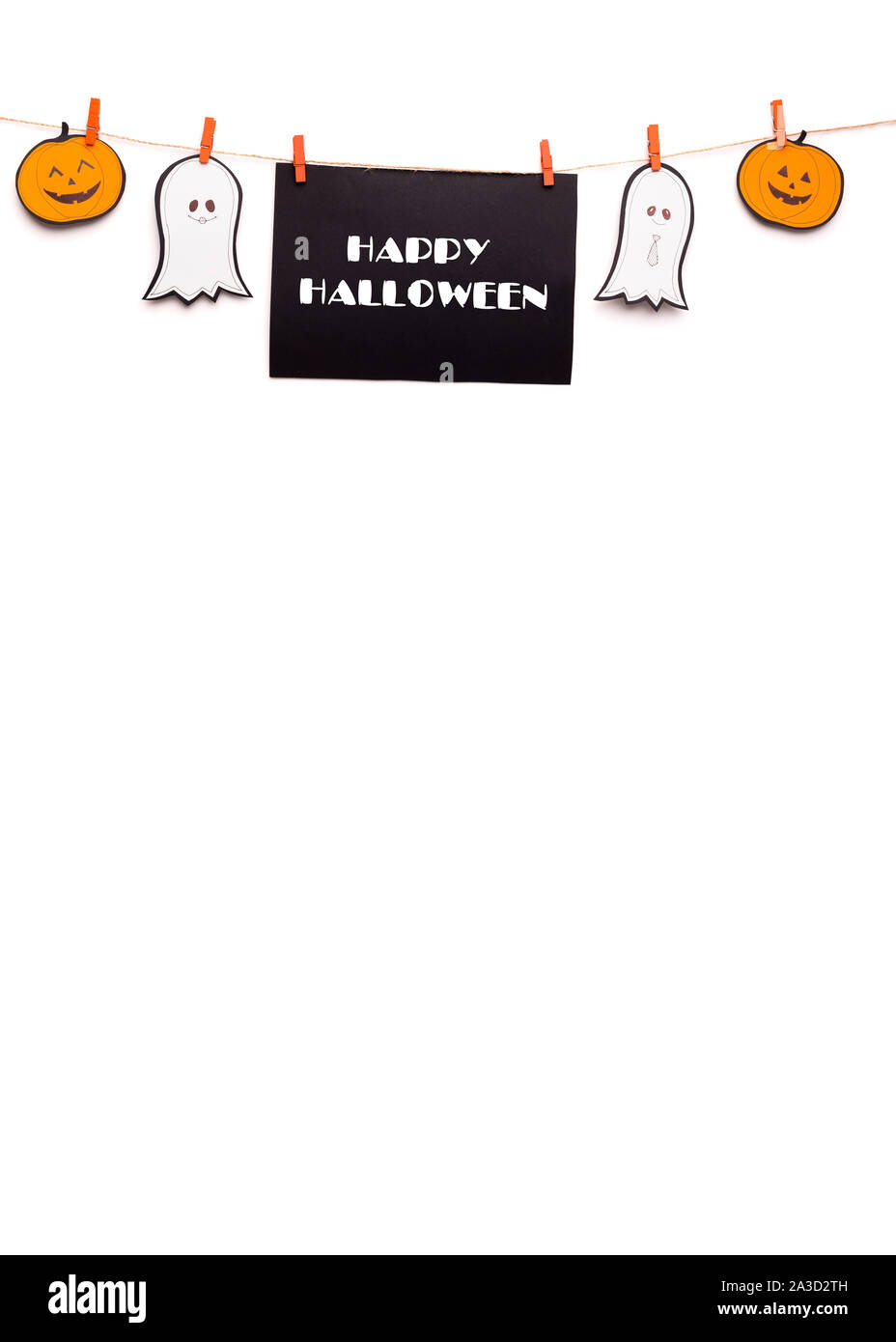 Creative happy Halloween testo appendere fuori sulla fune Foto Stock