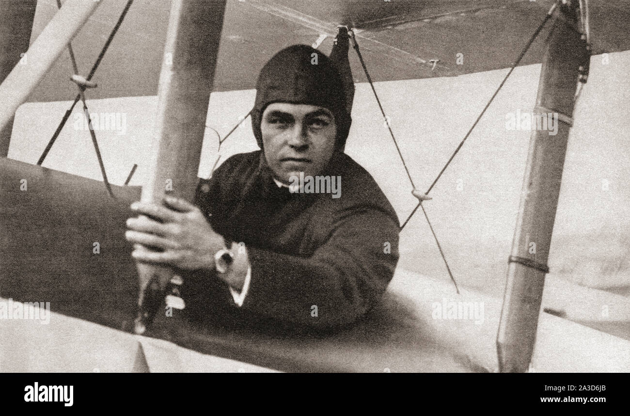 Herbert John Louis Hinkler, 1892 - 1933, aka Bert Hinkler e Australian Lone Eagle. Pioneer aviatore australiano e inventore. Dalla rievocazione del secolo, pubblicato nel 1934. Foto Stock