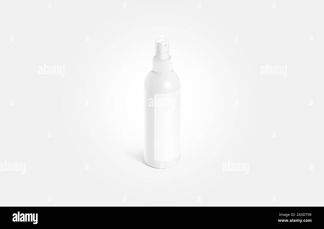 Flacone bianco deodorante con etichetta mockup isolato su grigio Foto Stock