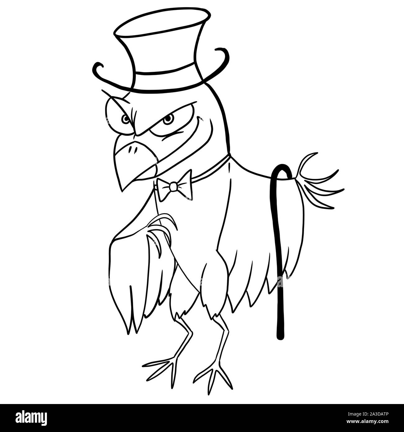 Un sinistro guardando crow carattere mascotte Foto Stock