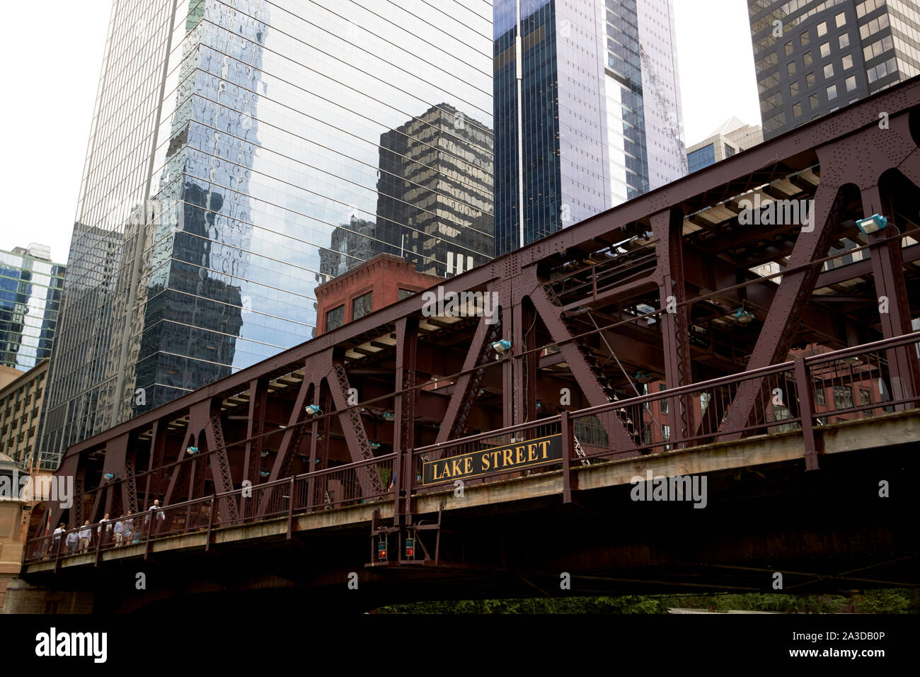 Lake street bridge di chicago, illinois, Stati Uniti d'America Foto Stock