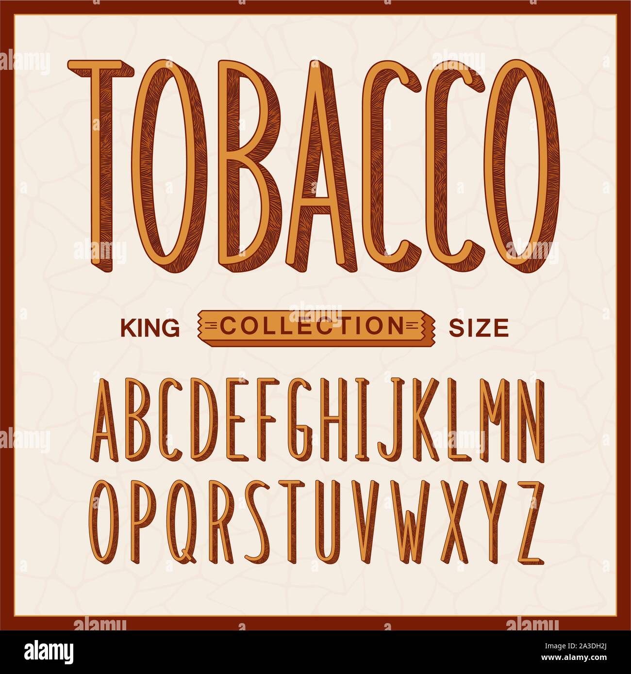 Lo stile di tabacco font. Vintage lunghe lettere con texture stilizzato.  Vettore alfabeto di artigianato Immagine e Vettoriale - Alamy