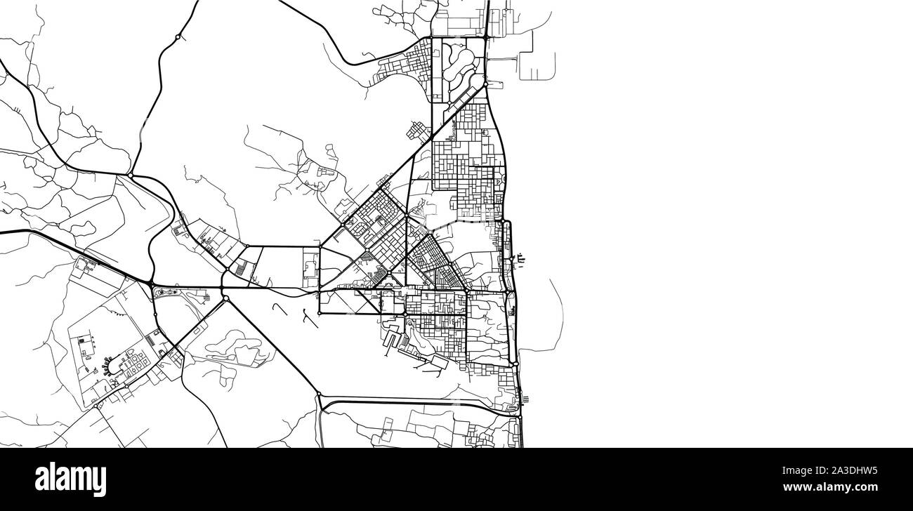 Vettore urbano mappa della città di Fujairah, Emirati Arabi Uniti Illustrazione Vettoriale