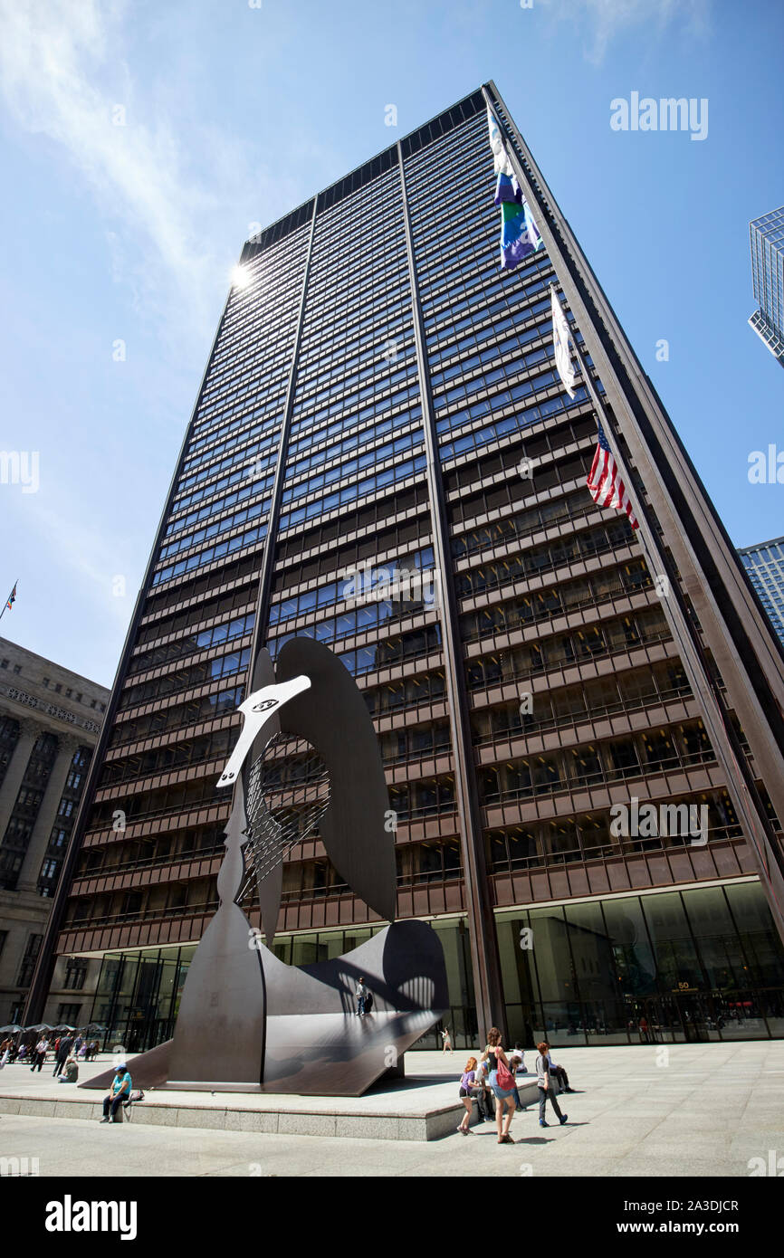 Richard j, daley plaza e al centro e la statua di picasso di chicago, illinois, Stati Uniti d'America Foto Stock