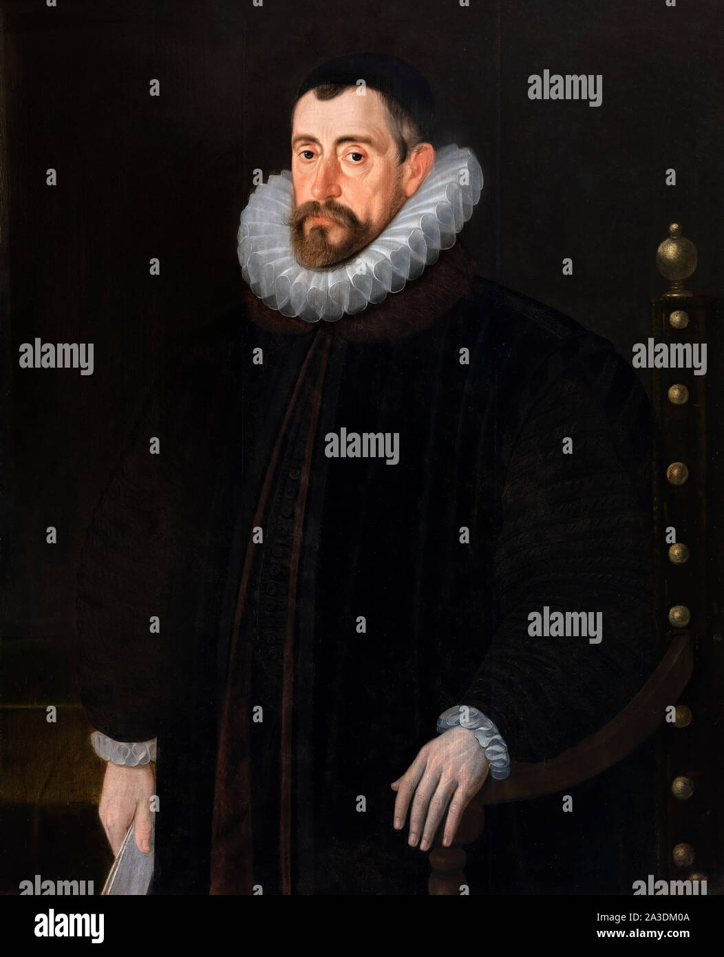 Sir Francis Walsingham (1532-1590), segretario principale e spymaster alla Regina Elisabetta I, accreditato di John de Critz il sambuco c.1585. Foto Stock
