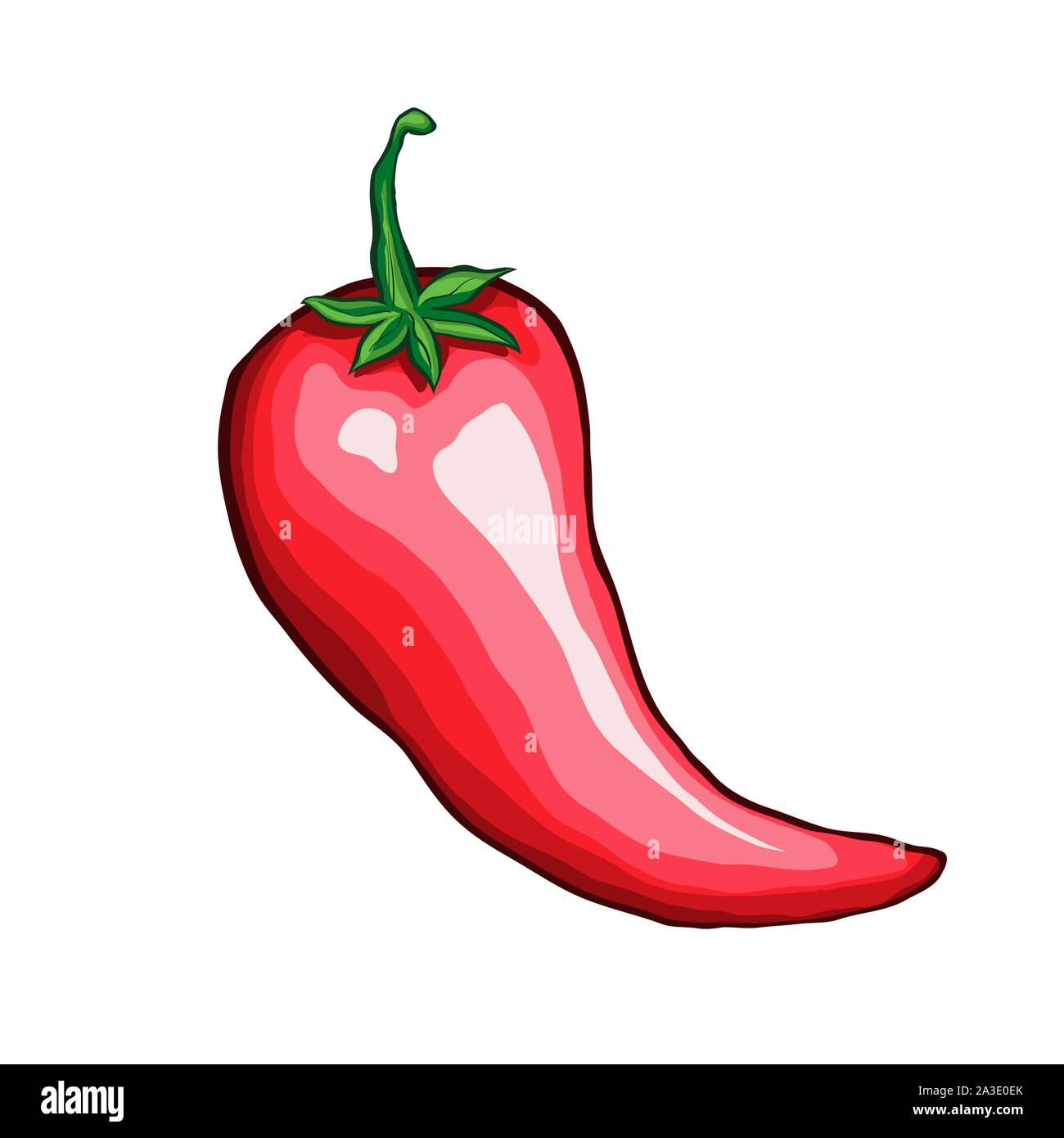 Chili Pepper unico disegnato a mano illustrazione vettoriale. Tradizionale cibo messicano ingrediente simbolo del fumetto. Naturale Verdure piccanti, gustose spezie organico. Deliziosa cayenne, jalapeno rosso Illustrazione Vettoriale