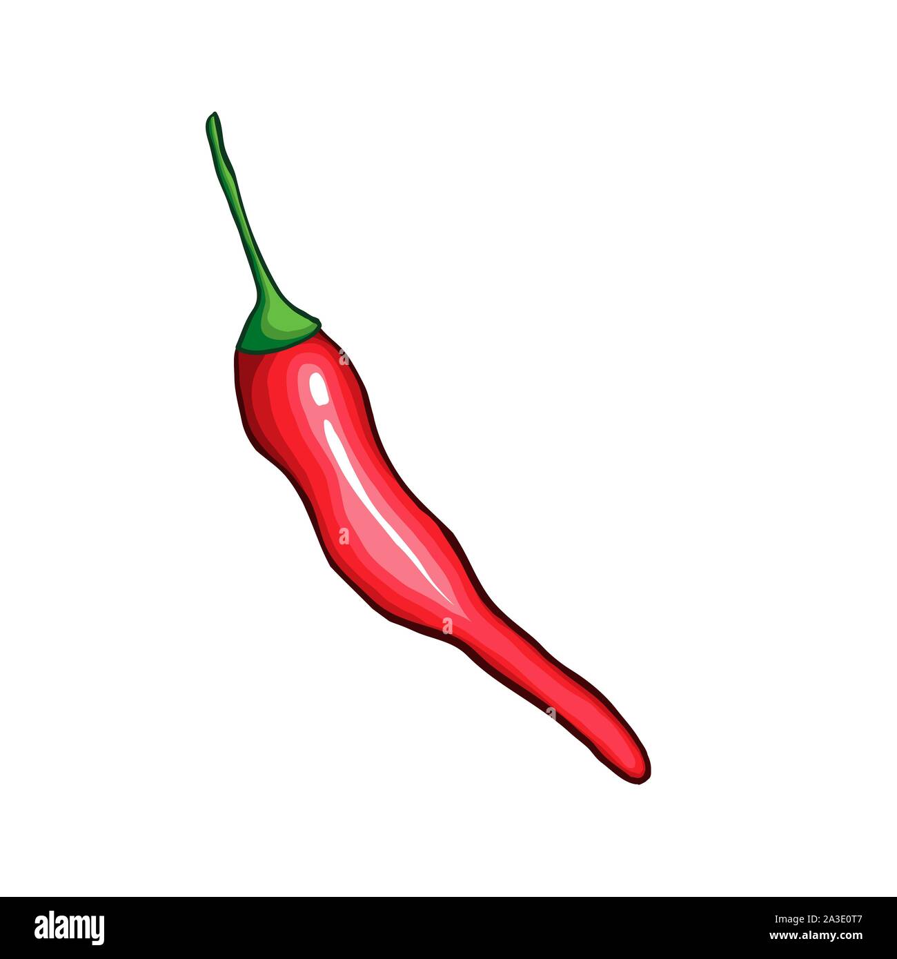 Chili Pepper unico disegnato a mano illustrazione vettoriale. Tradizionale cibo messicano ingrediente simbolo del fumetto. Naturale Verdure piccanti, gustose spezie organico. Deliziosa cayenne, jalapeno rosso Illustrazione Vettoriale
