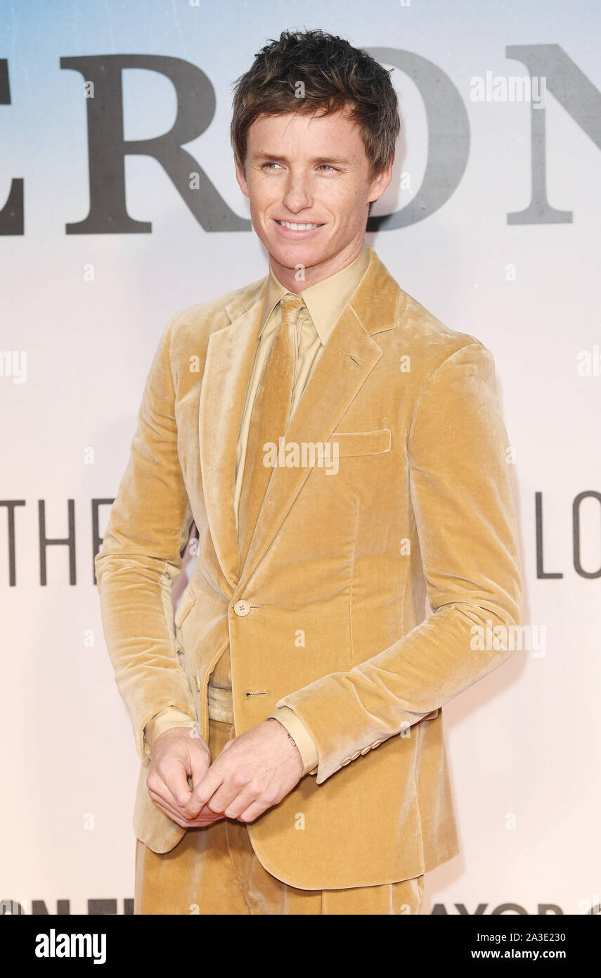 Londra, Regno Unito. 07 ott 2019. Attore britannico Eddie Redmayne assiste la premiere del Aeronaut presso la 63BFI London Film Festival il 7 ottobre 2019. Foto di Rune Hellestad/UPI Credito: UPI/Alamy Live News Foto Stock