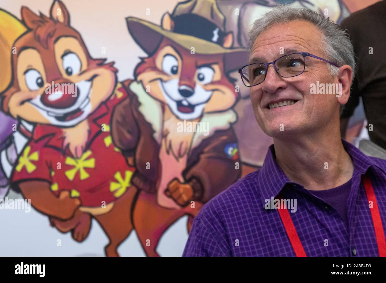 Mosca, Russia. 5 Ottobre, 2019 Noi animatore e direttore pietre Tad, meglio conosciuta per le sue numerose commedia animata come la serie 'Chip n Dale: Rescue Rangers e Darkwing Duck, ha partecipato al Comic Con la Russia festival di Mosca Foto Stock