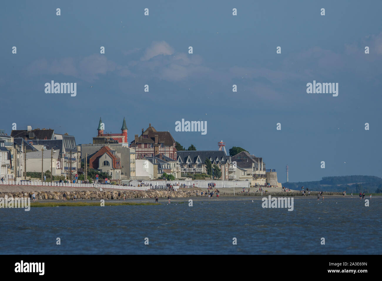 La Baie de Somme, vue du Crotoy à partir de la Baie par un jour de Beau temps. Foto Stock