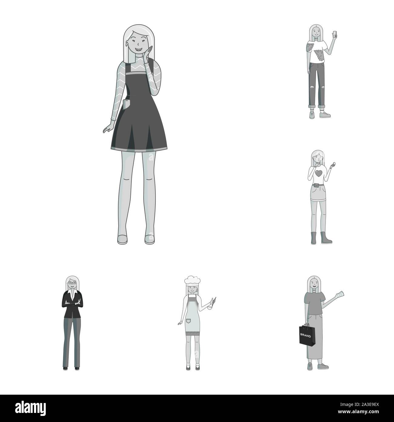 Il design del vettore di emozioni e simbolo femminile. Una raccolta di emozioni e di corpo stock illustrazione vettoriale. Illustrazione Vettoriale