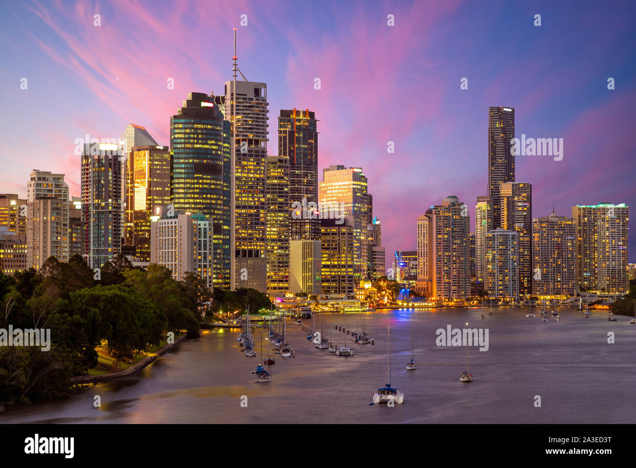 Lo skyline di Brisbane, la capitale del Queensland, Australia Foto Stock