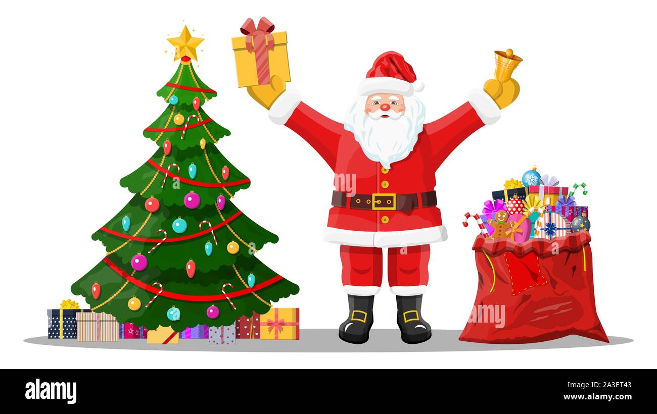 Divertente di Babbo Natale di carattere e di albero di natale Immagine e  Vettoriale - Alamy