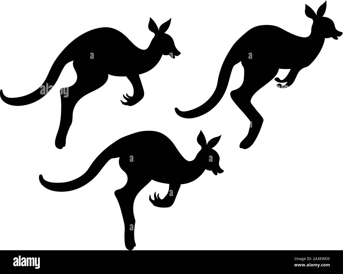 Cartoon carino kangaroo silhouette, abstract design animale illustrazione. Illustrazione Vettoriale
