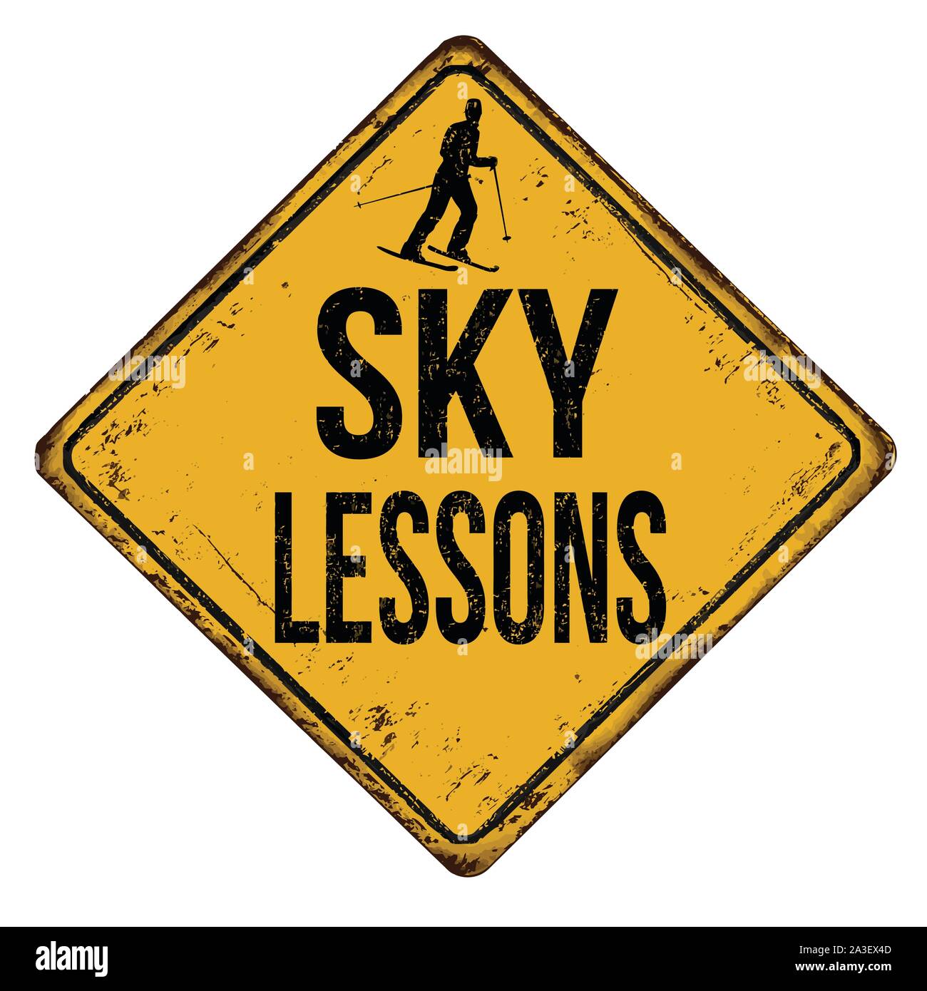 Lezioni di cielo vintage metallo arrugginito segno su uno sfondo bianco, illustrazione vettoriale Illustrazione Vettoriale