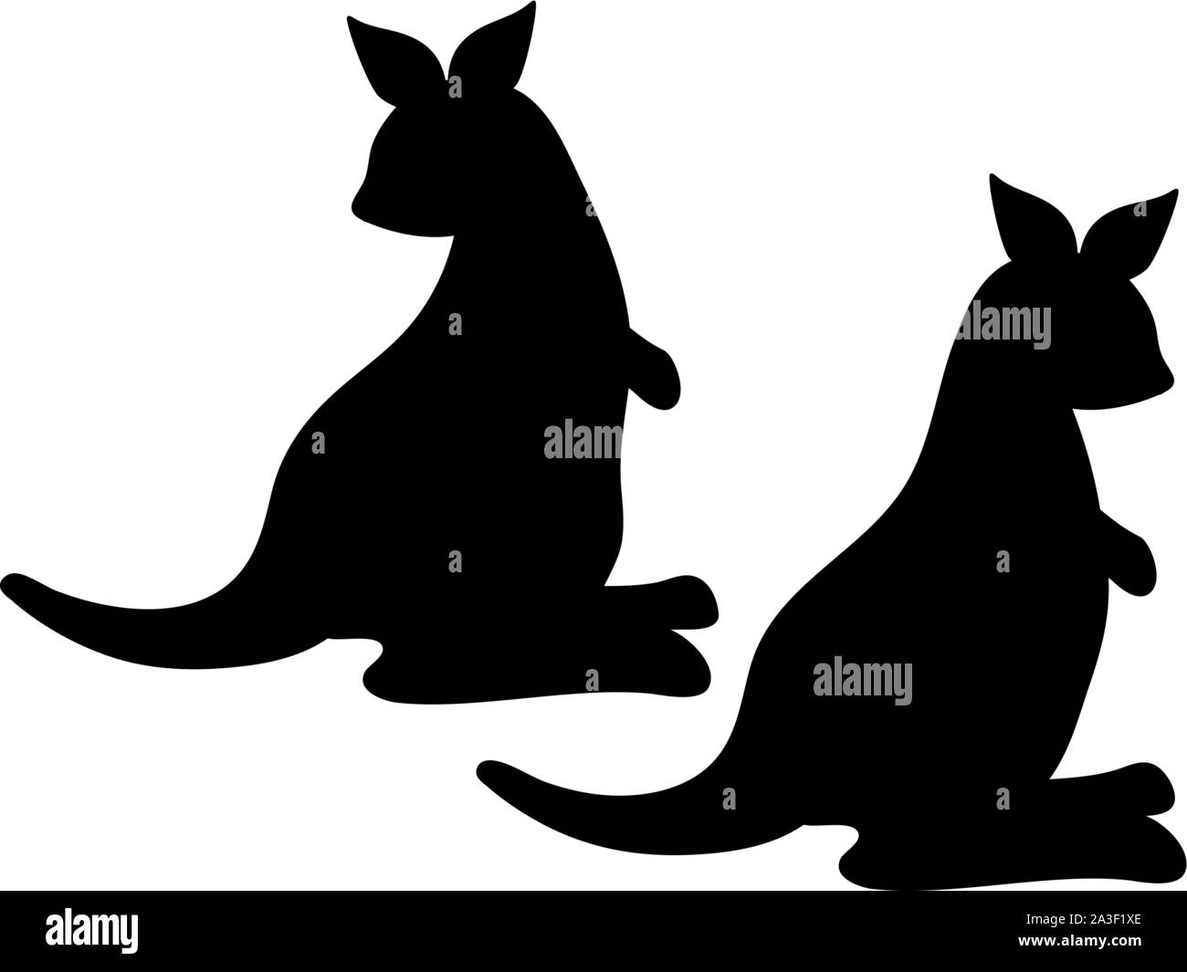 Cartoon carino kangaroo silhouette, abstract design animale illustrazione. Illustrazione Vettoriale