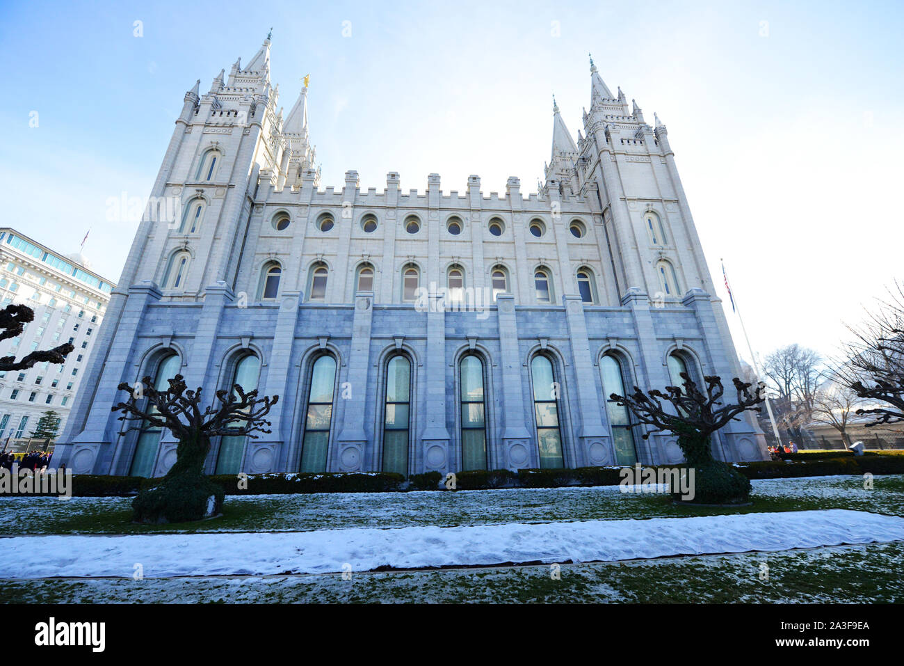 Tempio di Salt Lake è un tempio della Chiesa di Gesù Cristo dei Santi degli Ultimi Giorni. Foto Stock