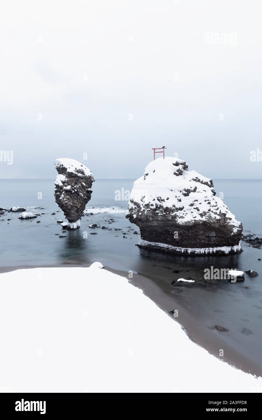 Ebisu Iwa e Daikoku Iwa santuario scintoista di Hokkaido in Giappone Foto Stock