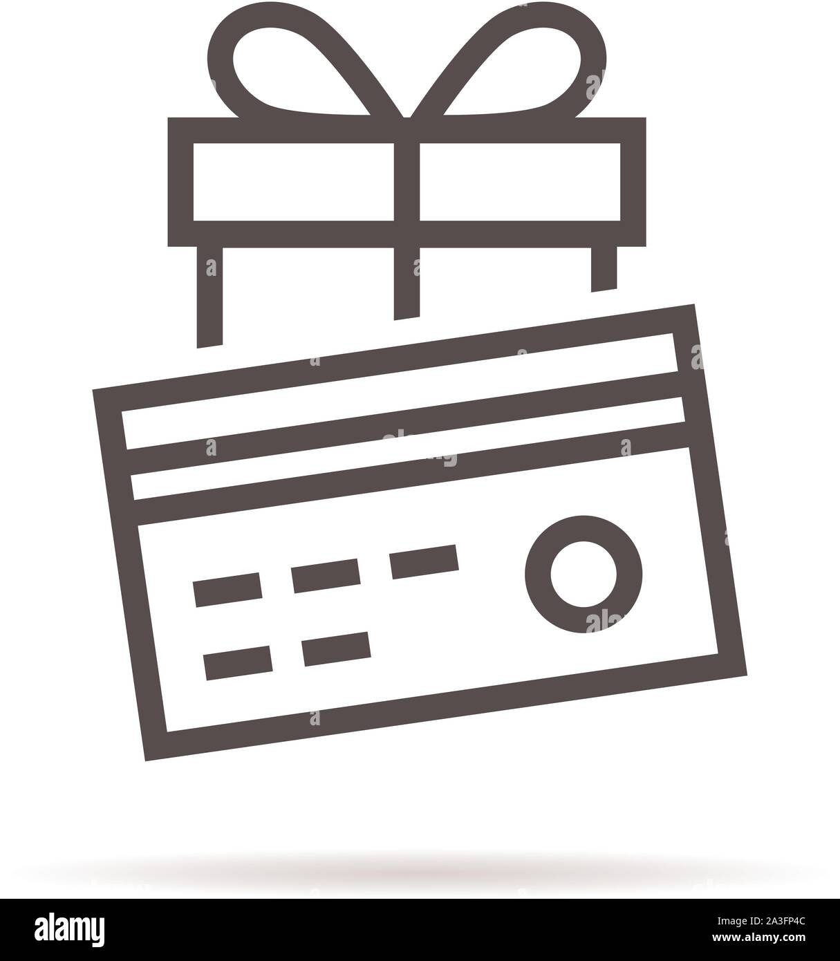 Nero linea sottile di carta di credito con confezione regalo Illustrazione Vettoriale