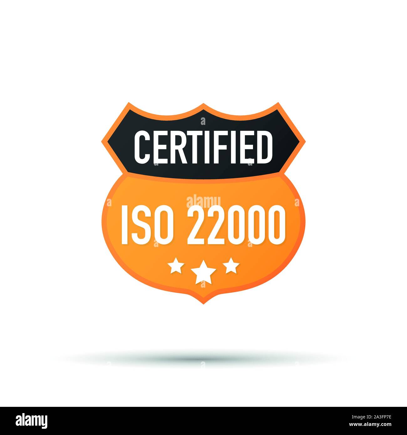 ISO 22000 Certified badge, icona. Timbro di certificazione. Design piatto vettore. Vettore illustrazione stock. Illustrazione Vettoriale
