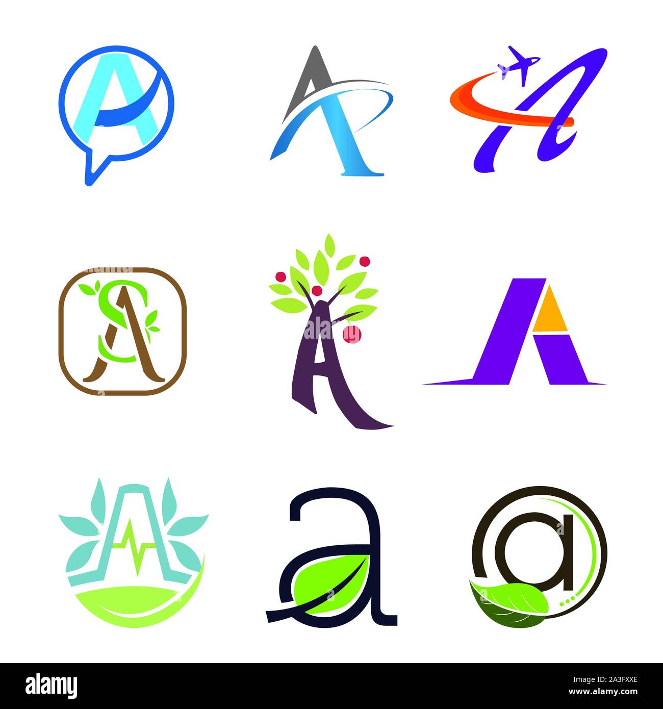 Set di lettera logo design template raccolta di elementi del vettore lettera di un logo Illustrazione Vettoriale