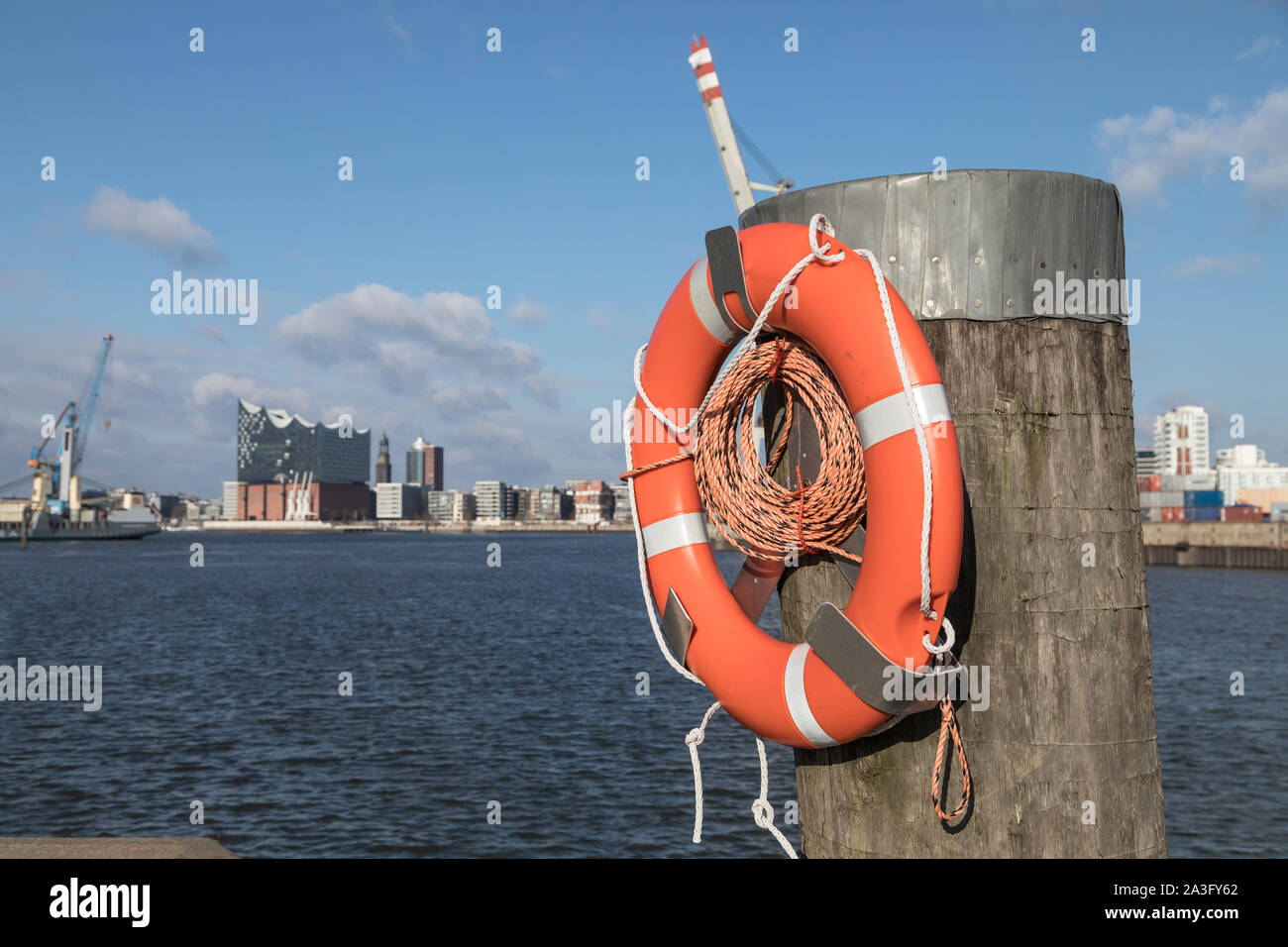 Cinghia di vita nel porto di Amburgo Foto Stock