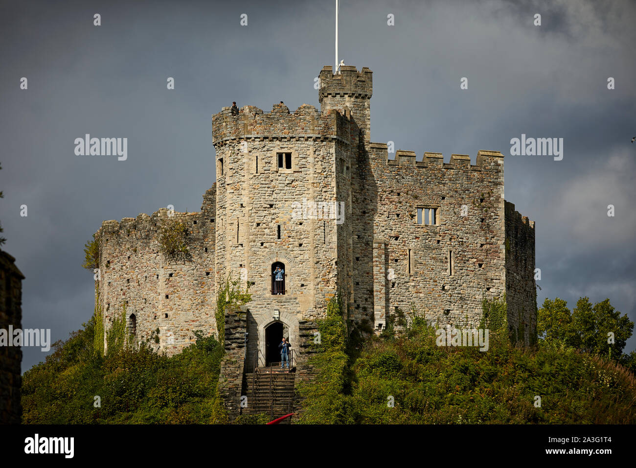 Cardiff Wales, medievale storico Castello di Cardiff Foto Stock