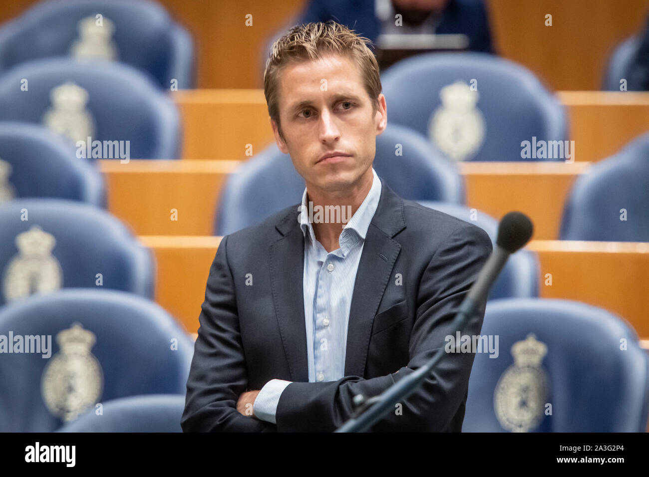 Den Haag, Paesi Bassi. 08 ott 2019. DEN HAAG, 08-10-2019, la questione ora in seno al parlamento olandese. SP membro del parlamento Michiel van Nispen. Credito: Pro scatti/Alamy Live News Foto Stock