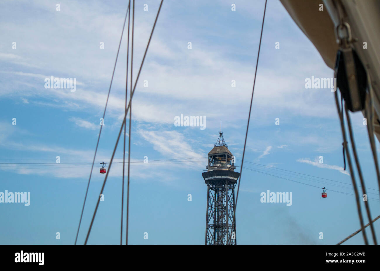 Torre nel porto di Barcellona Foto Stock