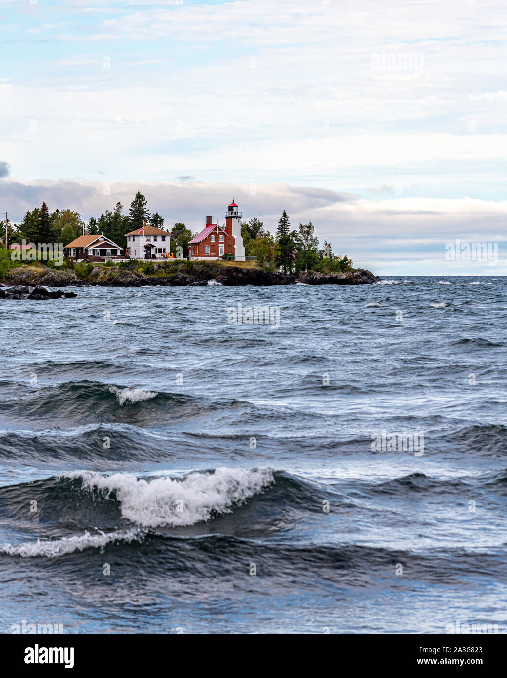 Eagle Harbor faro sulla riva del lago Superior nella Penisola Superiore del Michigan. Foto Stock