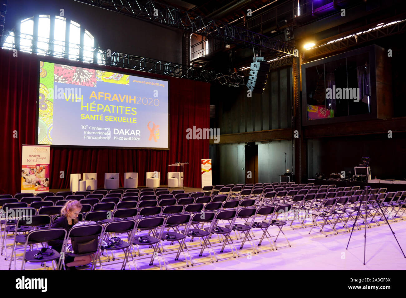 Sesta Conferenza di ricostituzione delle risorse del Fondo Globale per la lotta all'AIDS, la malaria e la tubercolosi, sala conferenze, Lione, Francia Foto Stock