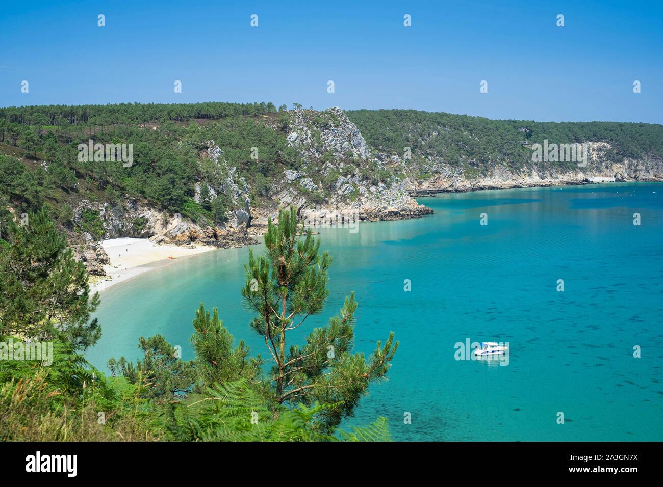 Francia, Finisterre, Armorica Parco Naturale Regionale, Crozon Penisola, baie de Douarnenez Bay Foto Stock