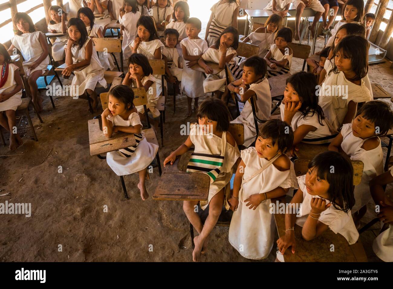 Della Colombia e della Sierra Nevada de Santa Marta, Palomino, anonimo kogi village Foto Stock